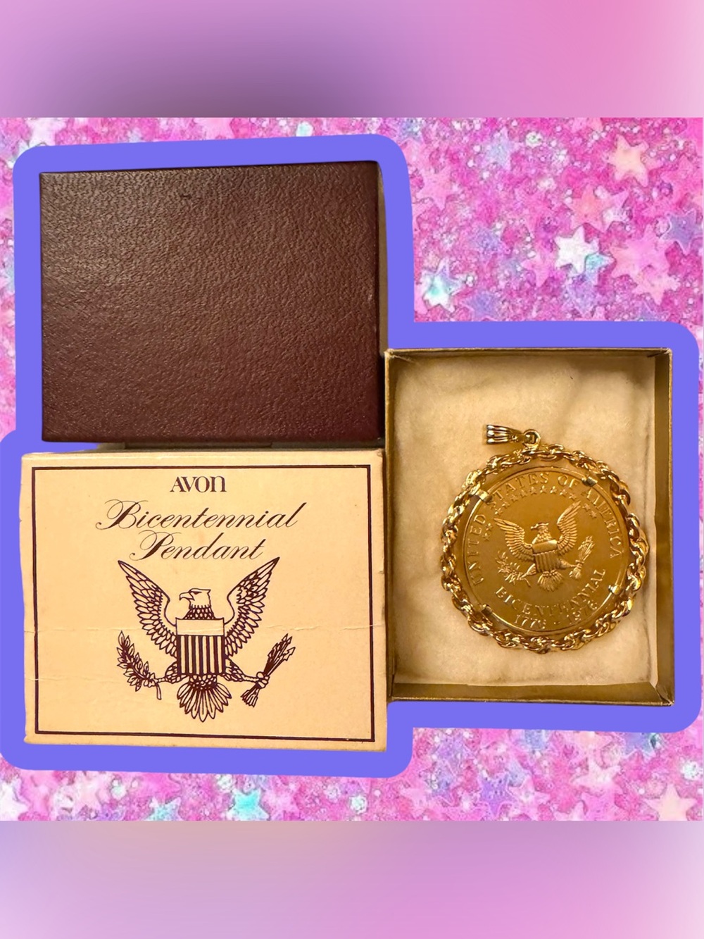 Avon 1976 vintage NIB bicentennial award necklace pendant 70s NWT gold tone
